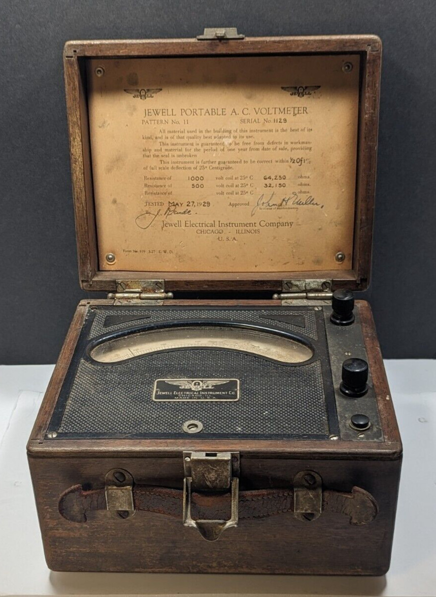 Antique Electric Jewell DC Volt Meter Telegraph Radio Science 1920s