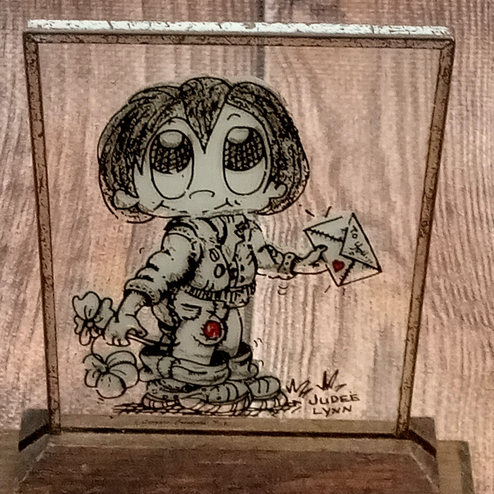 LEONARD CREATIONS Valentine Glass Card Heart Love Mail Boy Judee Lynn