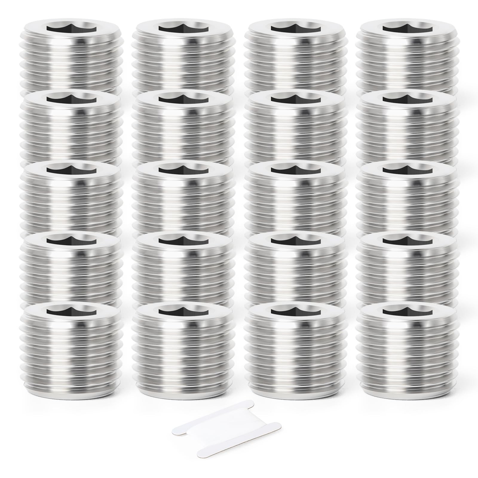 TAISHER 20PCS 304 Stainless Steel 1/8" NPT (Internal Hex Thread), Silver 