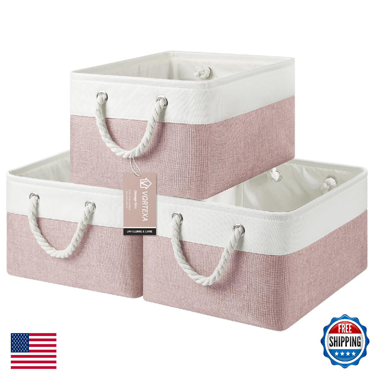 VQRTEXA 3-Pack Large Storage Baskets 15.7x11.8x8.26in Bins for Shelves