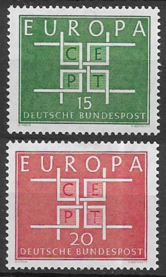 West Germany 1963 MNH 2v, Europa, Square, Postal Unions