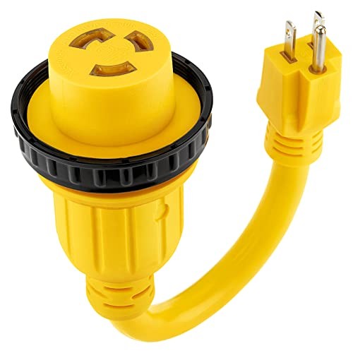  30 Amp to 15 Amp 110 RV Adapter Plug, 15A Male to 30A Female RV Power 