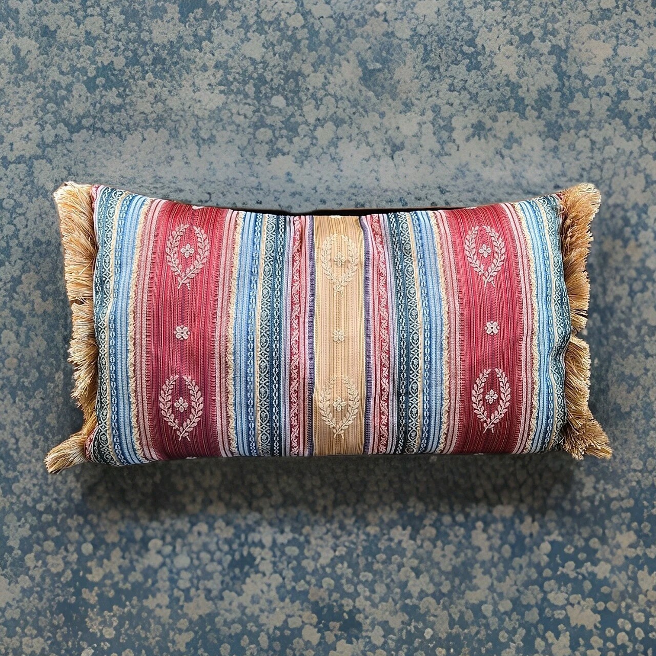 Vintage Decorative Throw Pillow With Fringe Colorful 23" X 12" X 3.5" Home Decor