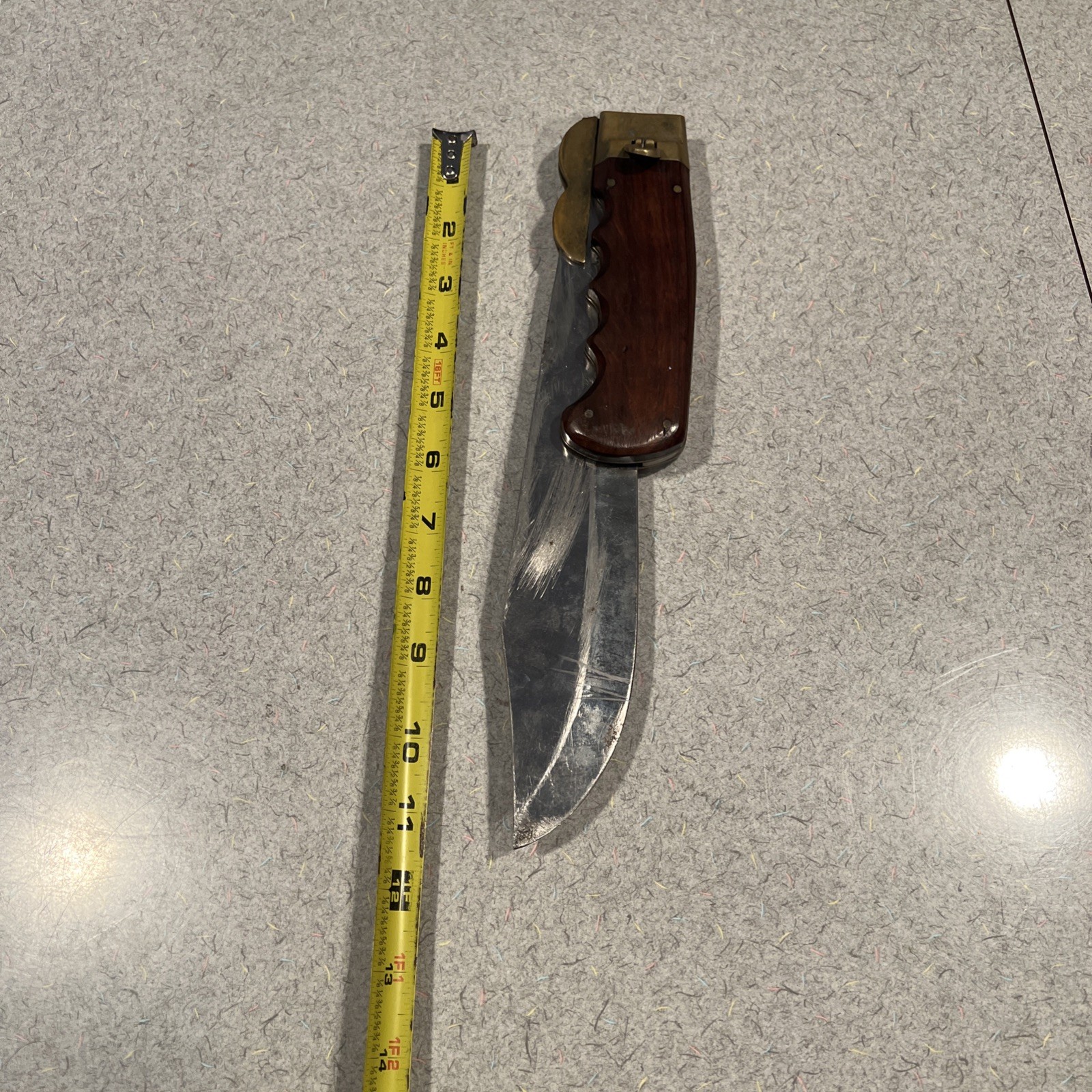 Vintage King Cobra Pakistan Folding Machete Wood & Brass, 17" Overall