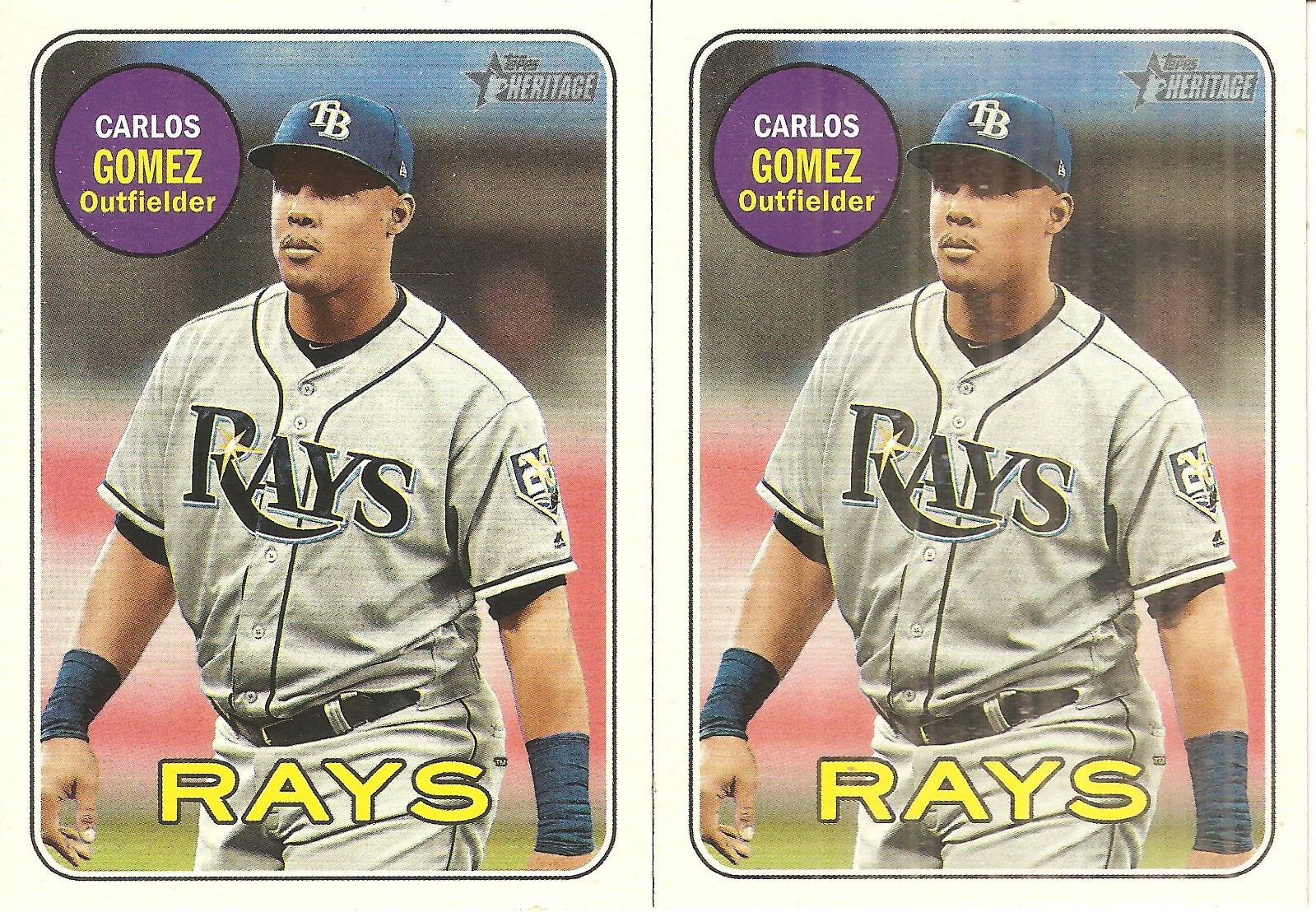 2 CARD 2018 TOPPS HERITAGE CARLOS GOMEZ BASEBALL CARD LOT