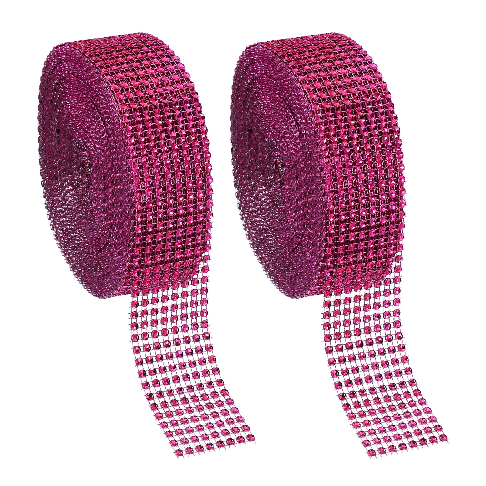 2 Roll 1.5"x20 Yard Crystal Rhinestones Mesh Ribbon Rose Red (4mm)