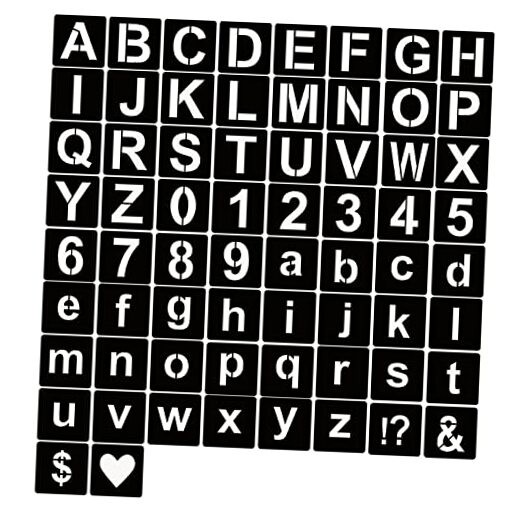  Letter Stencils Symbol Numbers Craft Stencils, 66 Pcs Reusable Plastic 6 Inch