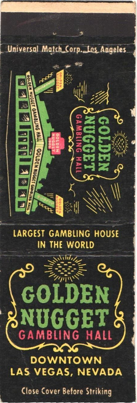 Las Vegas Nevada Golden Nugget Gambling Hall Vintage Matchbook Cover