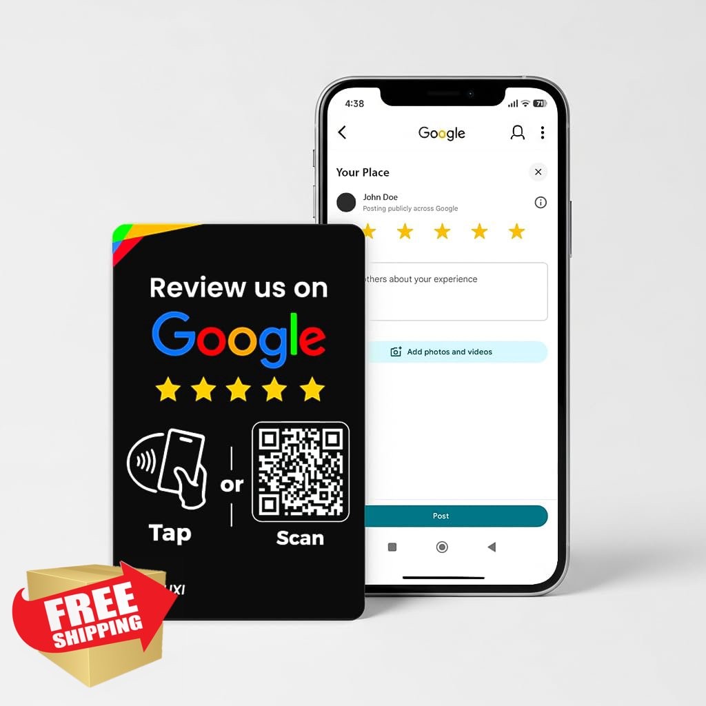 Google Review Tap Card 3 Pack QR Code Reusable No App