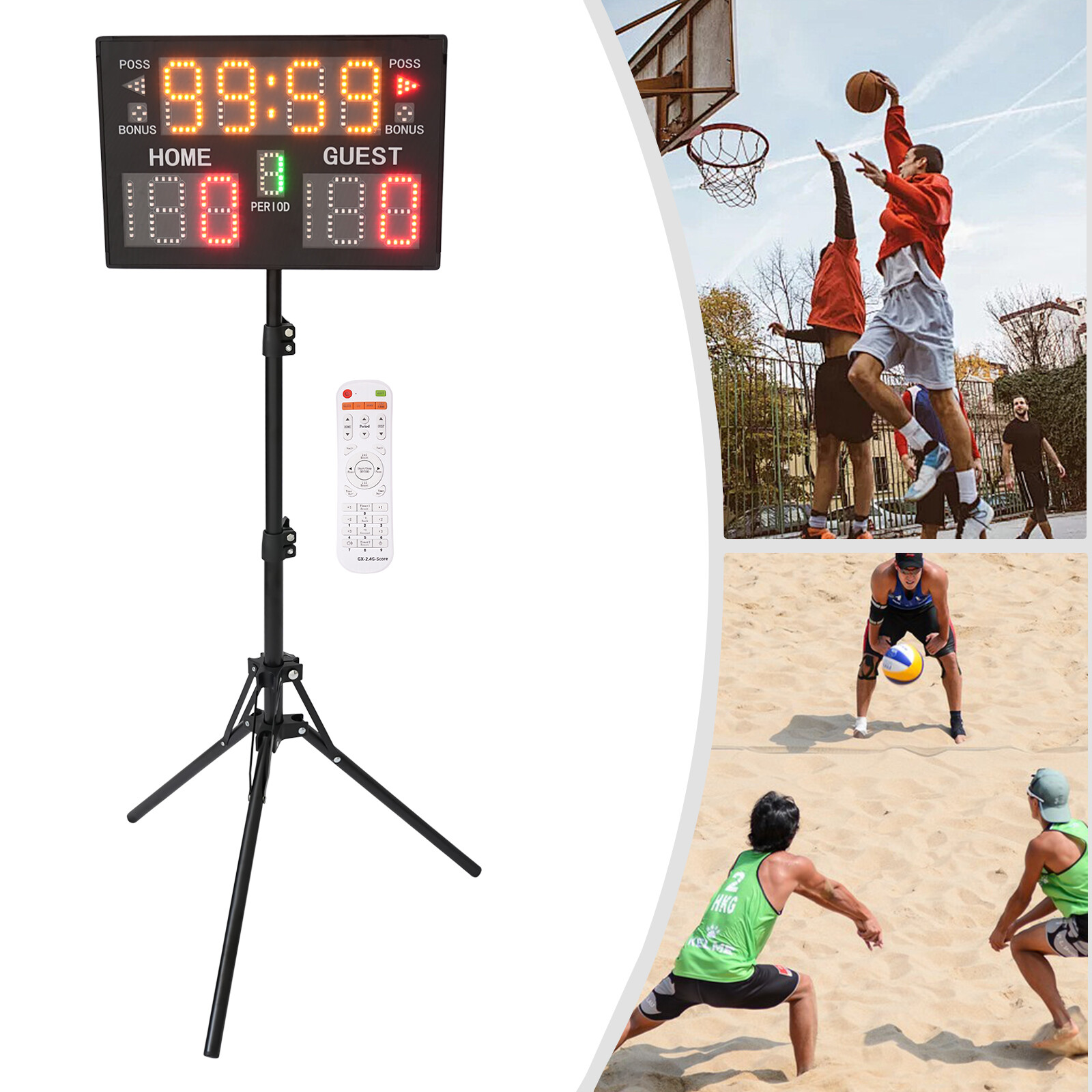 Indoor/Outdoor Scoreboard Basketball/Volleyball/Football with Remote LED Display