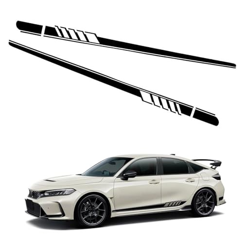 Car Side Skirt Decals, 4.52" x 88.58" Racing Long Stripes Stickers, 2 PCS Black