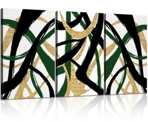 3 Pcs Framed work Abstract Lines Canvas Wall 16X24Inch Golden abstract lines