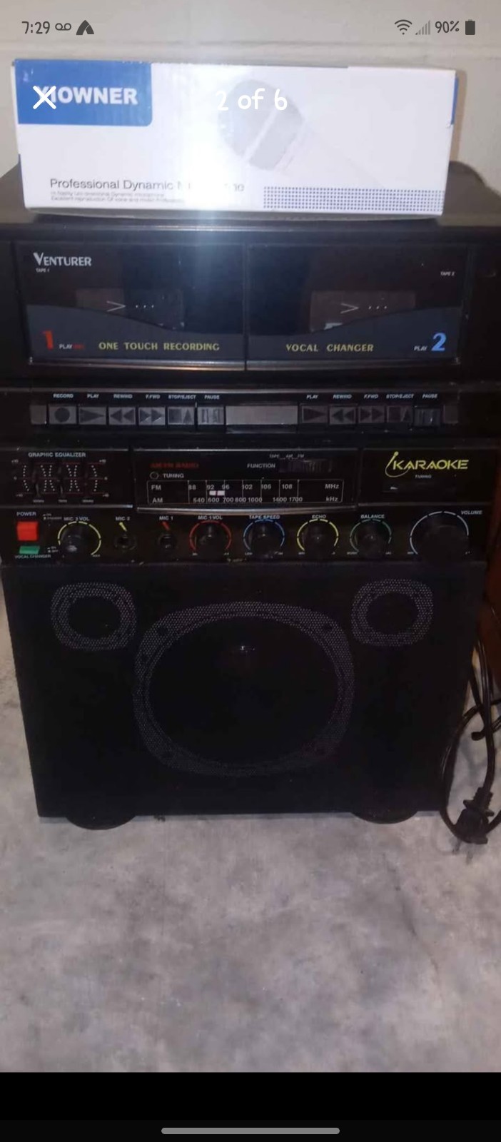 Venturer K891 Karaoke System Black Vocal Changer w/ Microphone