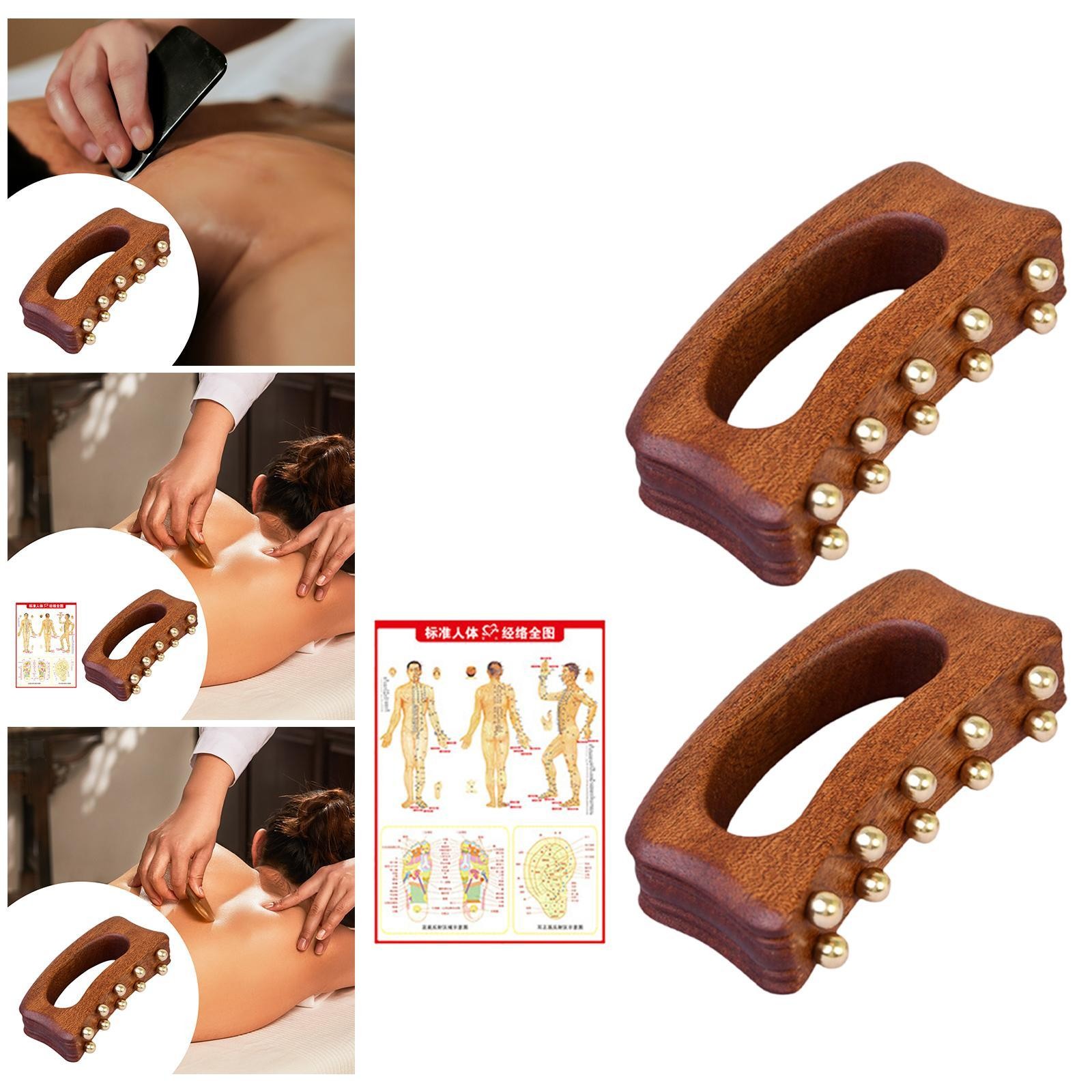 Wooden Massage Tool Manual Copper Head Multifunctional Gua Sha Paddle for Muscle
