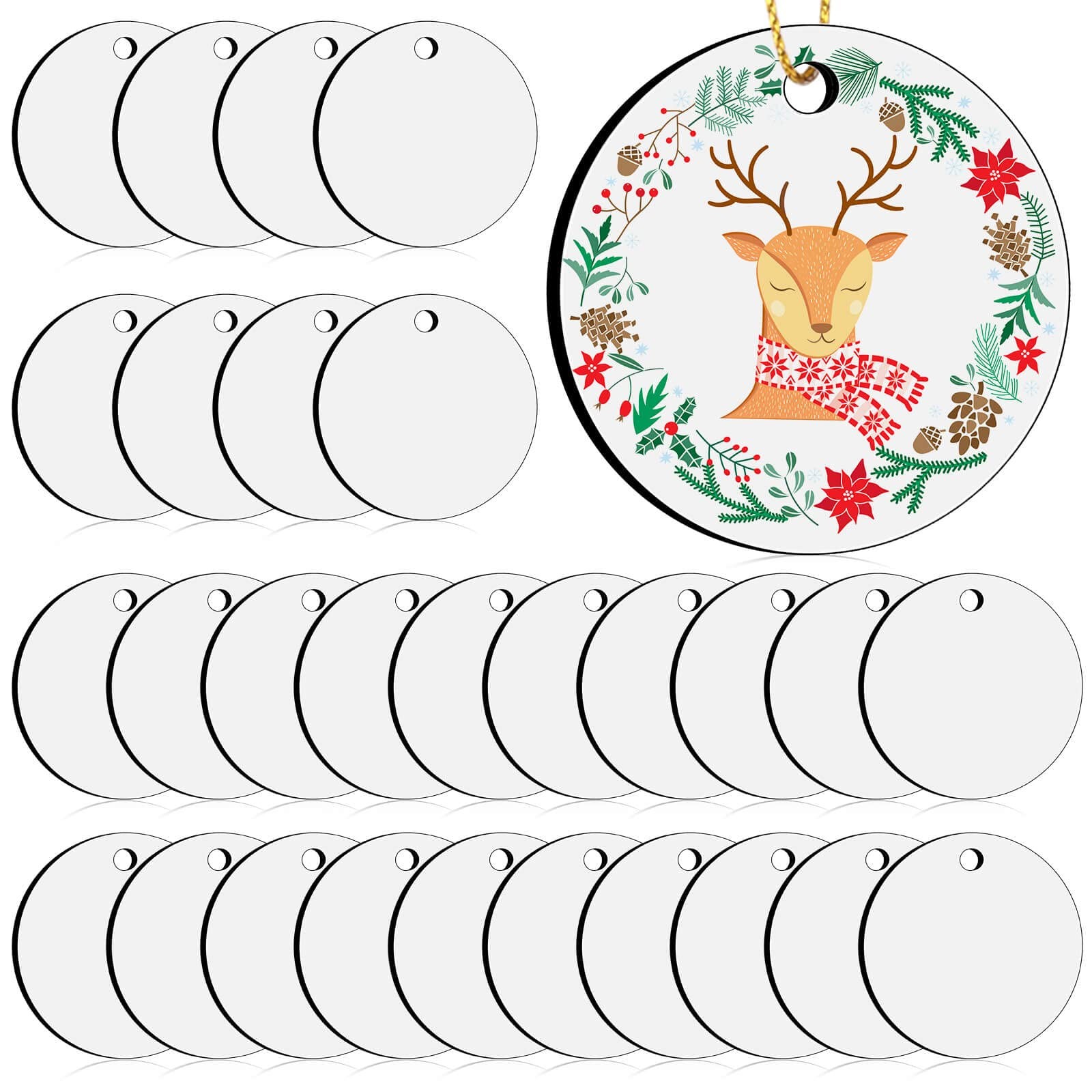 Billbotk 3" Sublimation Ornament Blanks, 30 Pieces Round Blank Sublimation... 