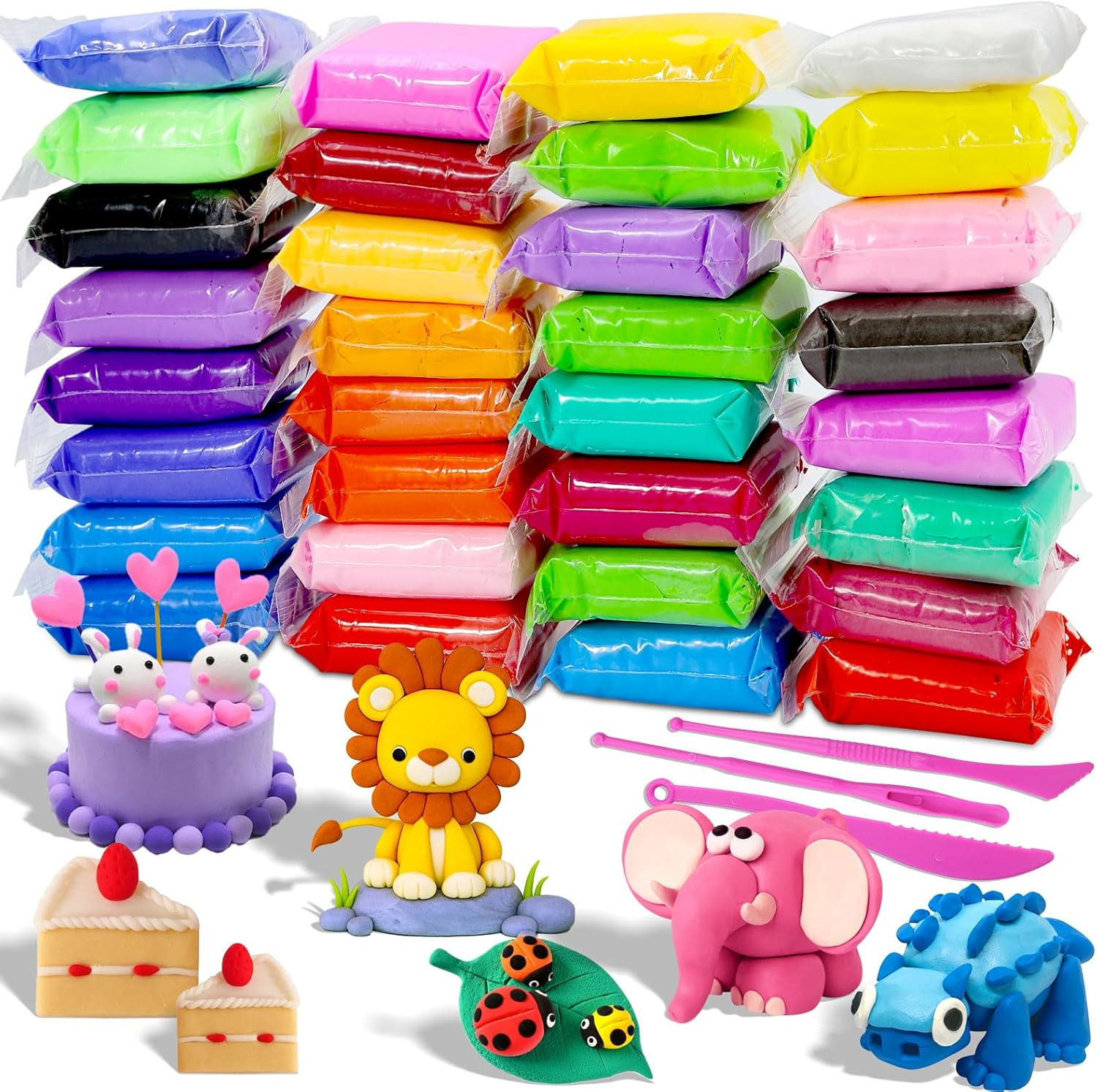 Air Dry Clay - 32 Colors Modeling Clay Kit with 3 Sculpting Tools,Safe & Non-Tox