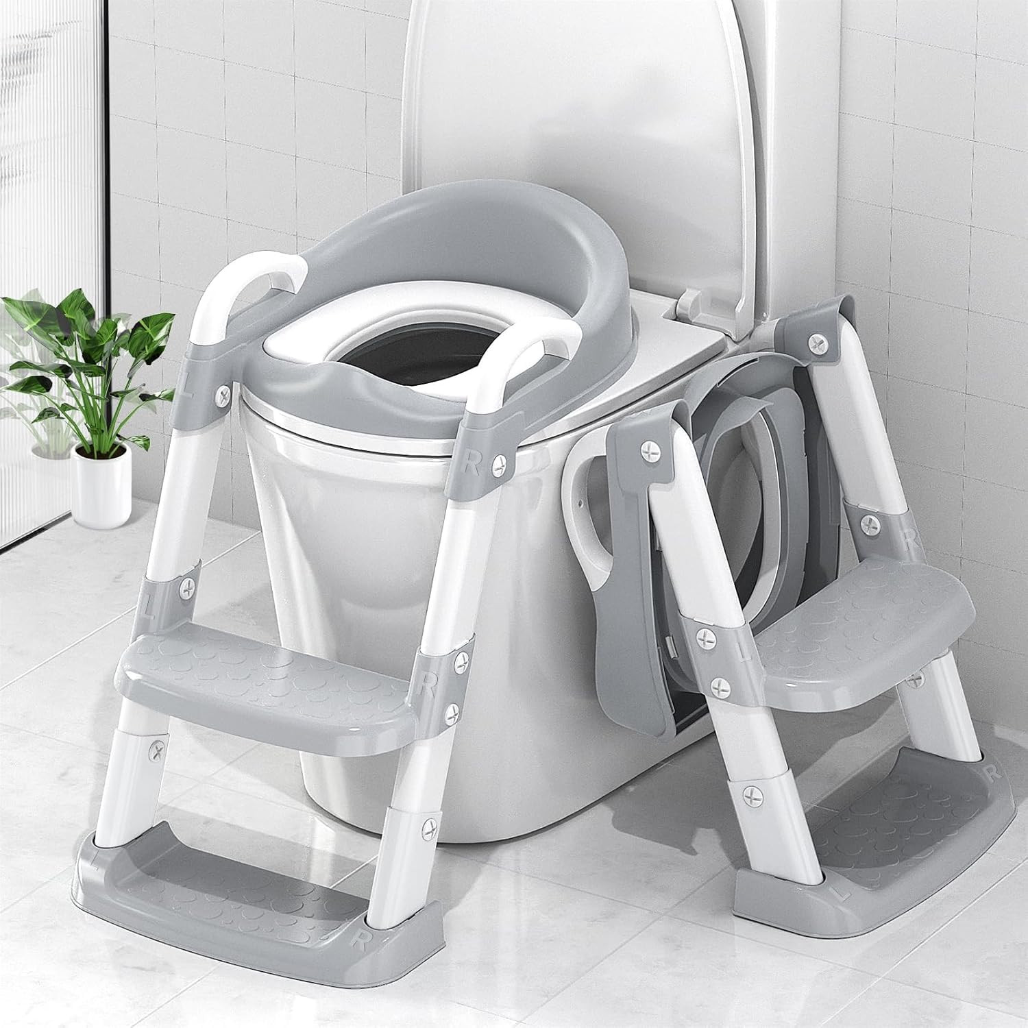 Potty Training Seat with Step Stool Ladder, Toddler Potty Training Toilet for Bo