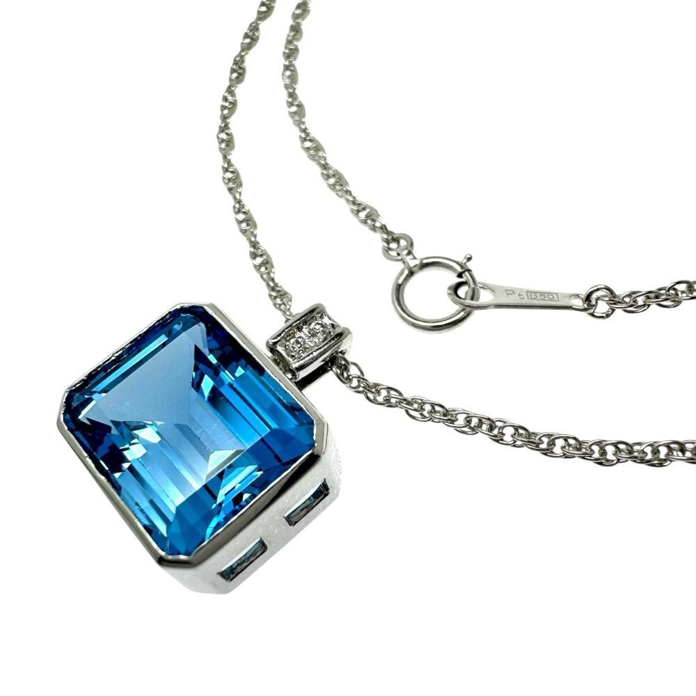 TASAKI Blue Topaz 8.58ct Diamond Total 0.01ct Necklace Pt900 Platinum Pt850 Plat