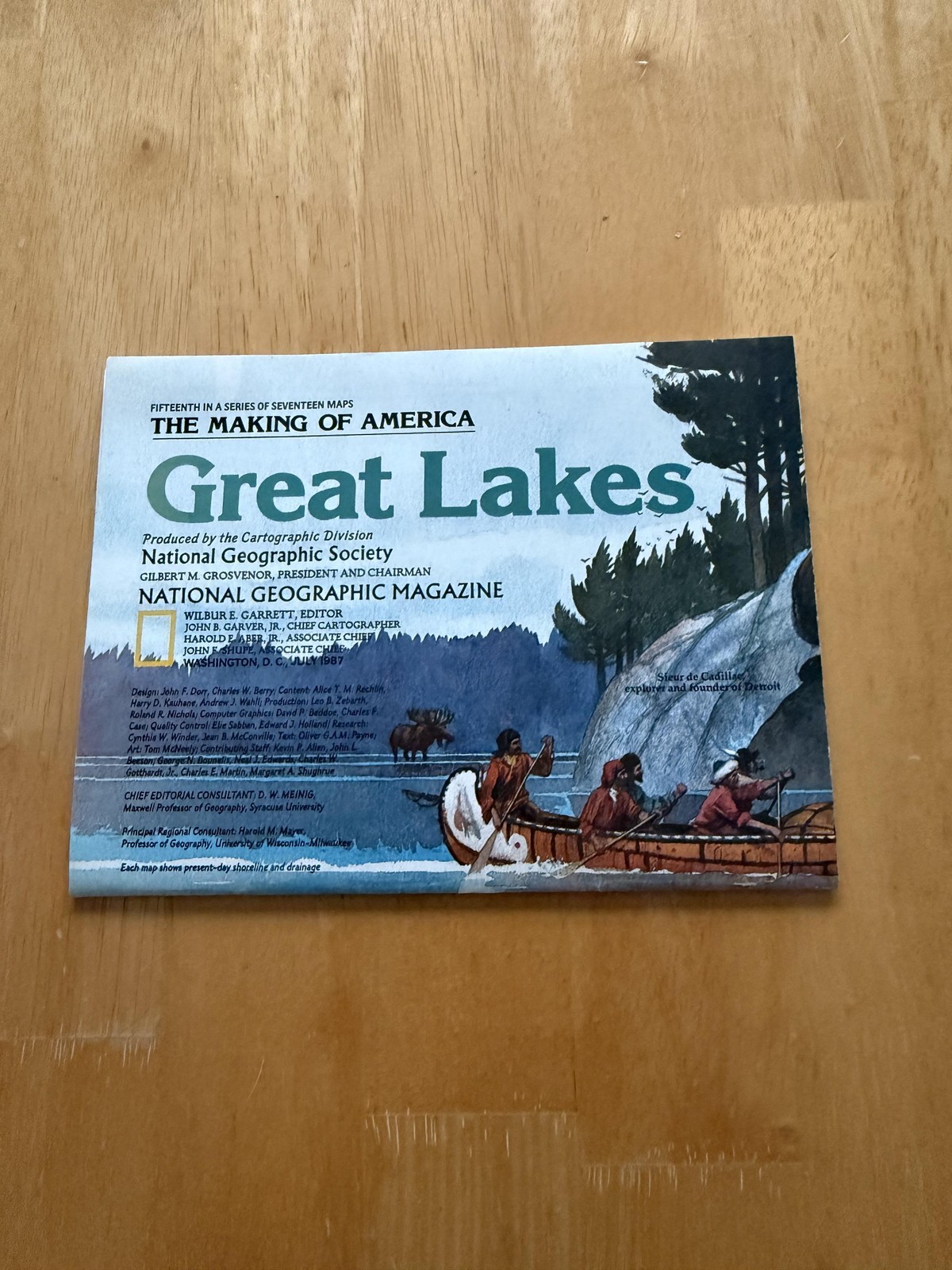 Vintage 1987 National Geographic Great Lakes Fold-Out Map Making Of America