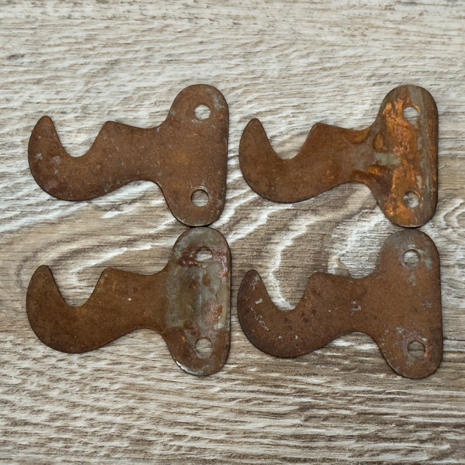 4 Antique Treadle Sewing Machine Drawer Frame Hooks Brackets Rusty