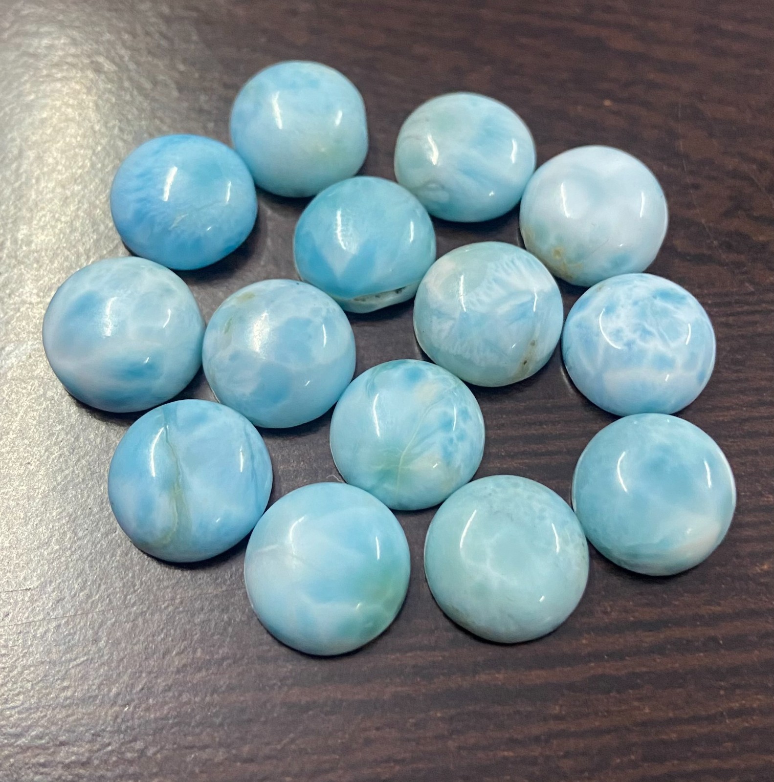 Blue Larimar Round Cabochon Gemstone Loosed Calibrated Flat Gemstone 3MM TO 15MM