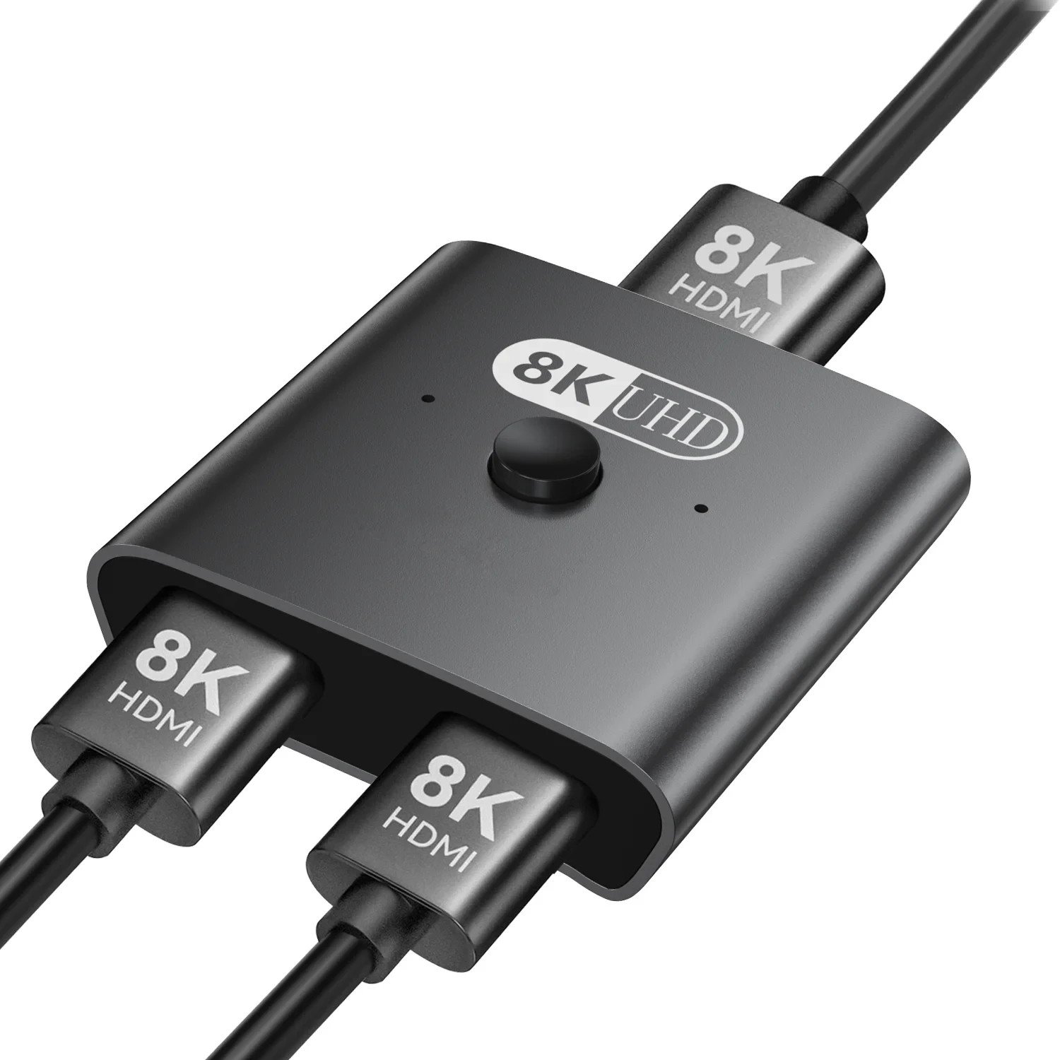 HDMI Switch 8k@60Hz Splitter, Aluminum Bidirectional Switcher 2 in 1 Out, NIB