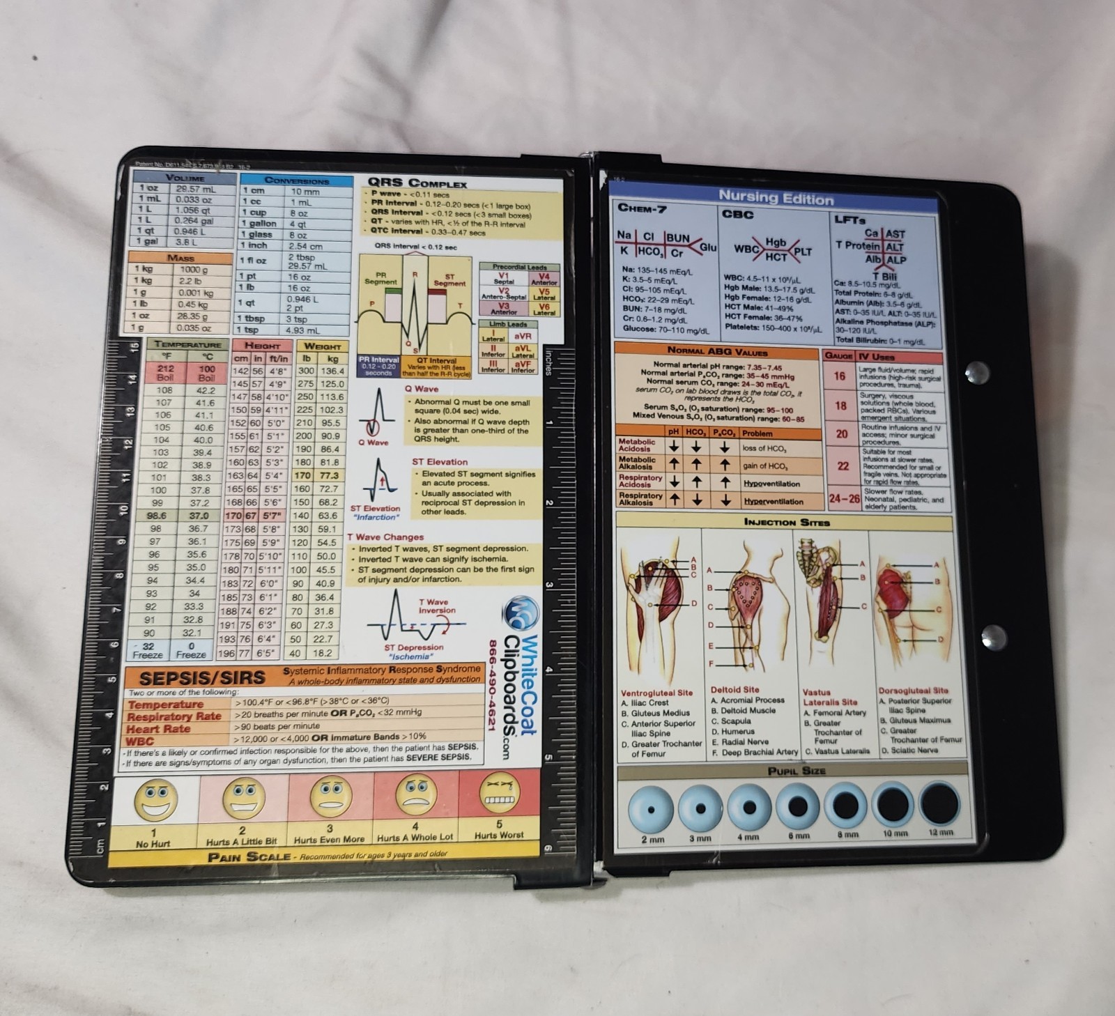 "Whitecoat" Folding Portable World Wide Clipboard - Nursing Edition - BLACK