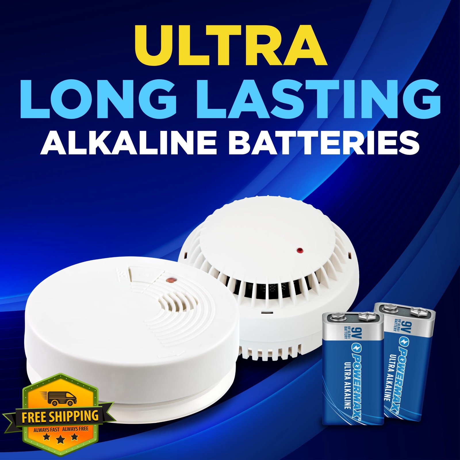 Powermax 9V Batteries, 12-Count Alkaline Long Lasting, 7-Year Shelf Life