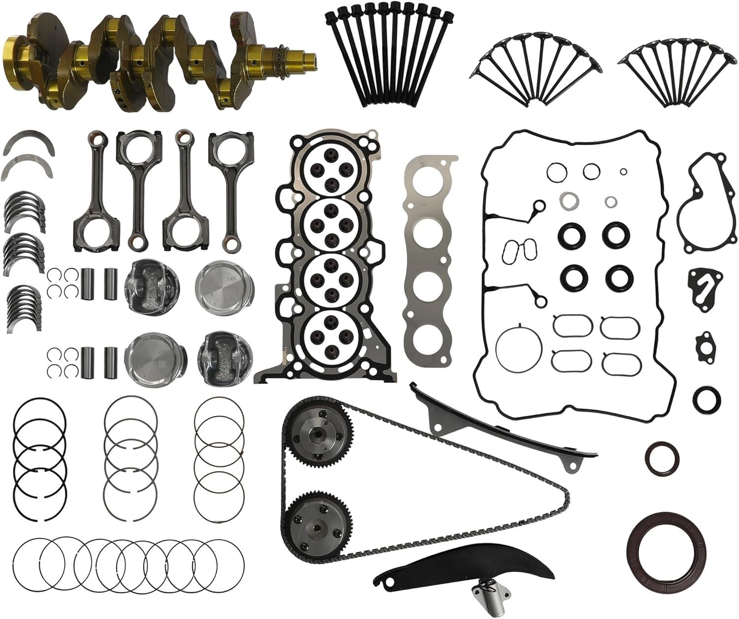G4NA 2.0L Engine Overhaul Rebuild Kit W/Crankshaft Rods Pistons Timing Chain Kit