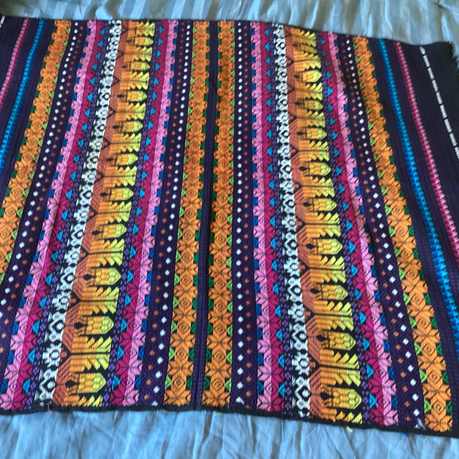 Vintage Bright colorful  Ethnic Cotton Weave Serape / Tapestry