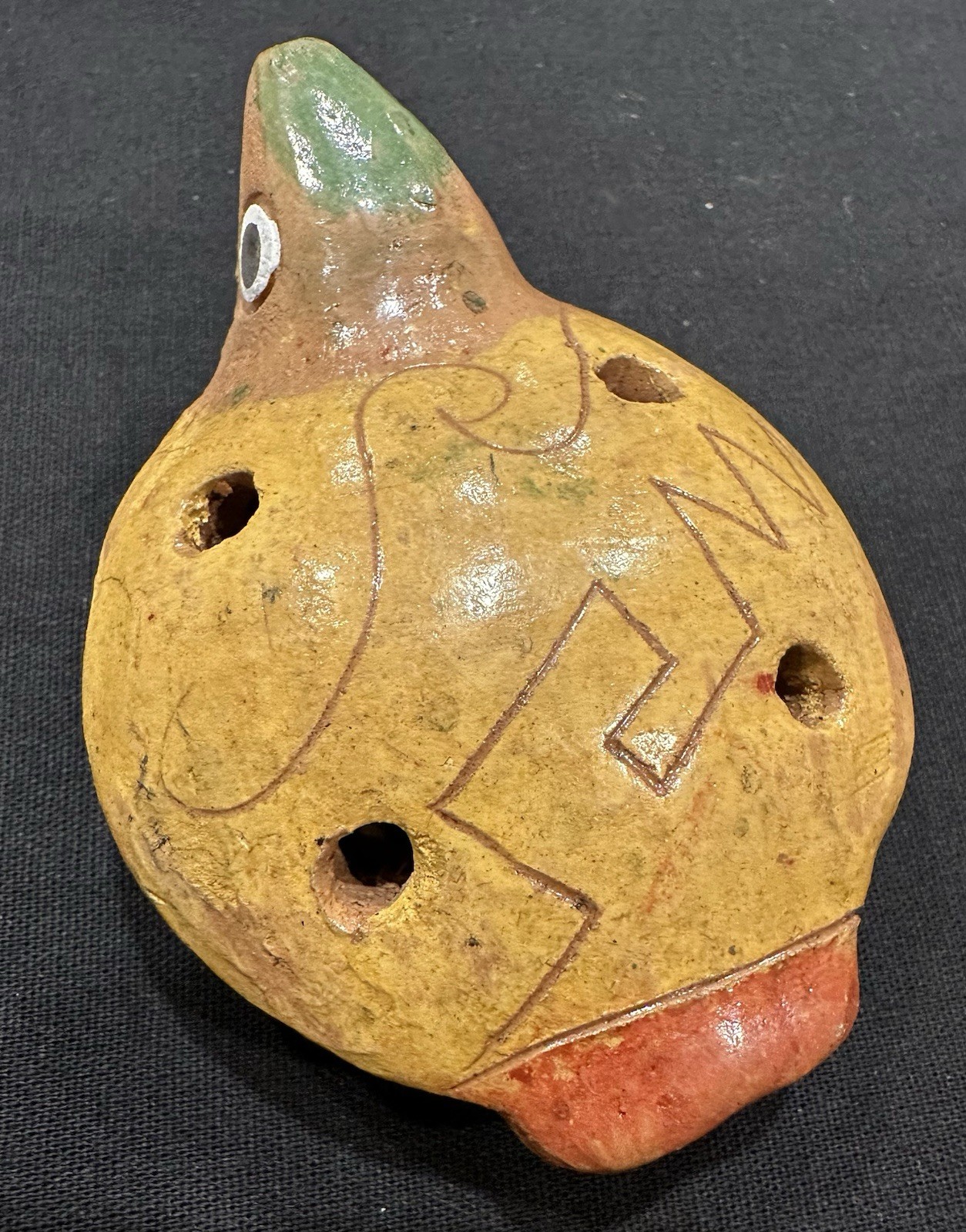 Vintage Terracotta Clay Pottery Turtle Ocarina Whistle Art Decor