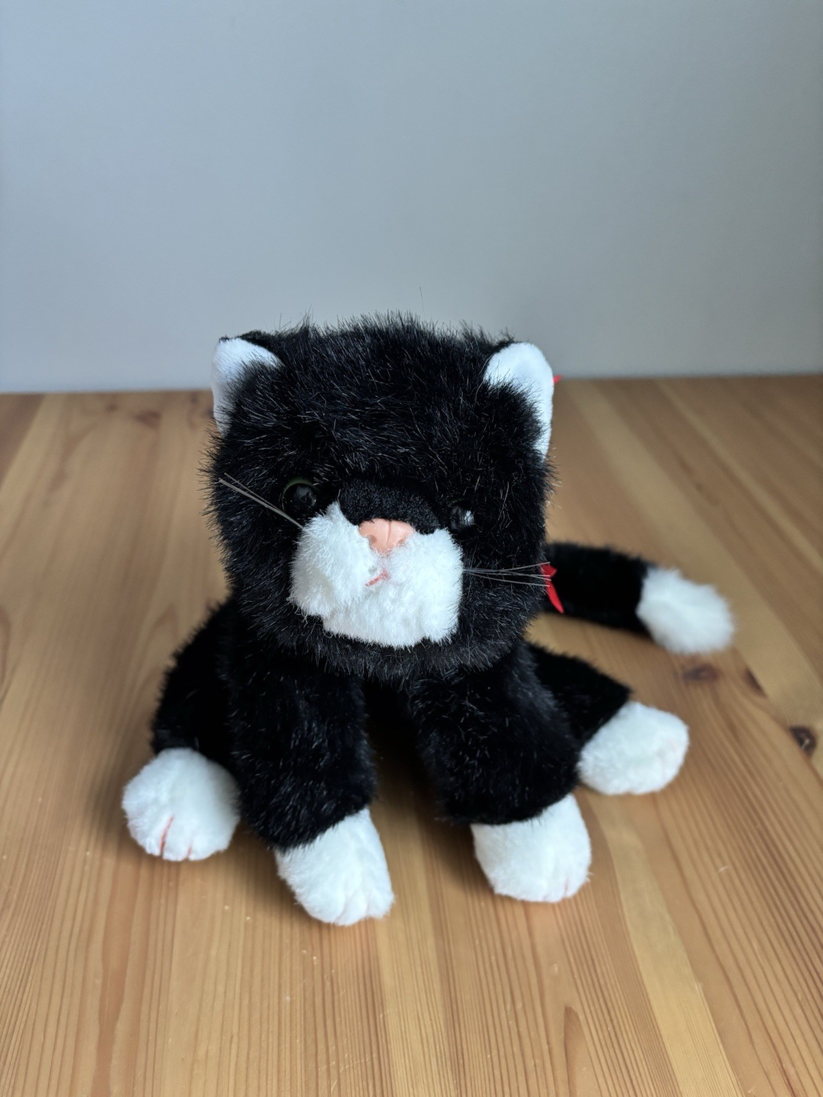Ty Classic Plush Boots Black White Tuxedo Cat Red Bow Stuffed Animal Plush