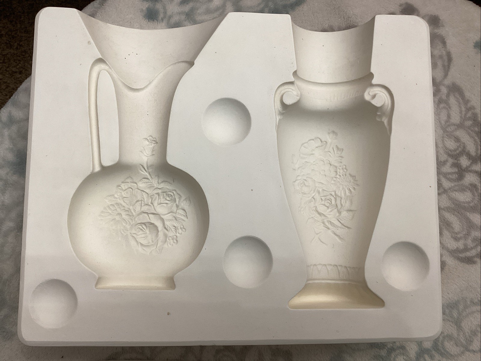 VTG Kimple 218 2 Flower Rose Vases Ceramic Slip Casting Mold See Small Chip