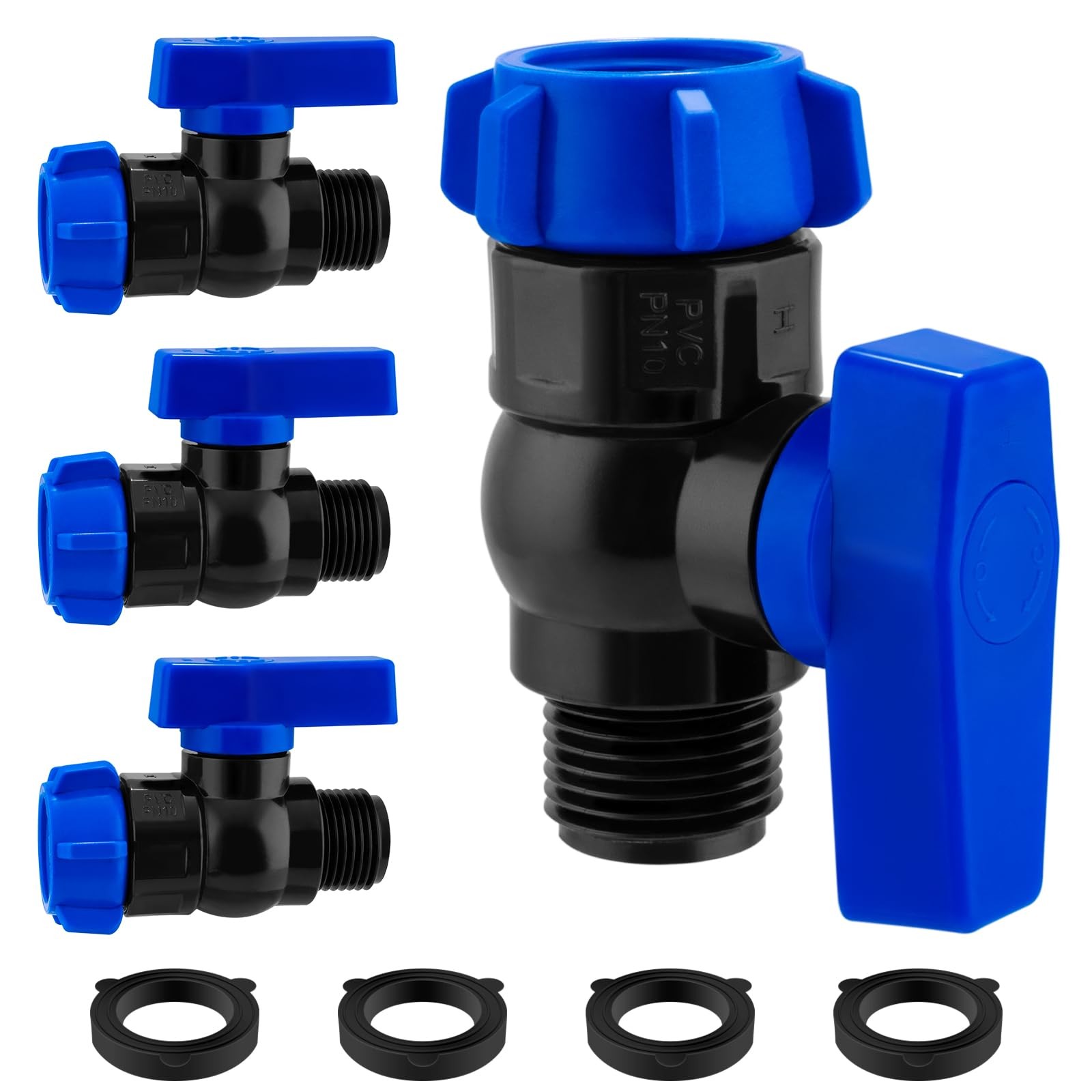 4 Pack 3/4 GHT High-Flow Garden Hose Shut inch, 360° Swivel Ball Valve 
