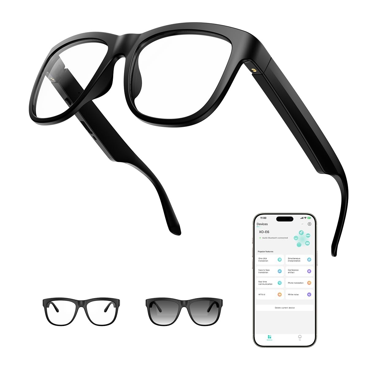 AI Smart Bluetooth Translation Glasses,Smart Glasses with 140+ Languages Onli...