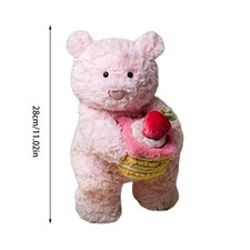 Cafe Leola Pink Bear & Strawberry Cake Soft Plush Toy 11" Jelly Christmas Gift