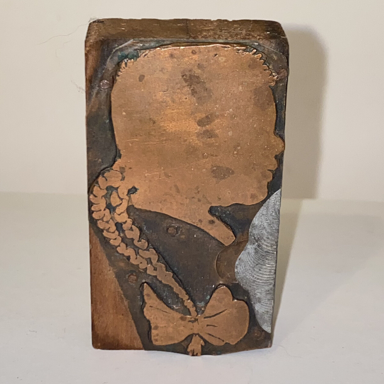 Antique Profile Silhouette Copper Letterpress Printers Block