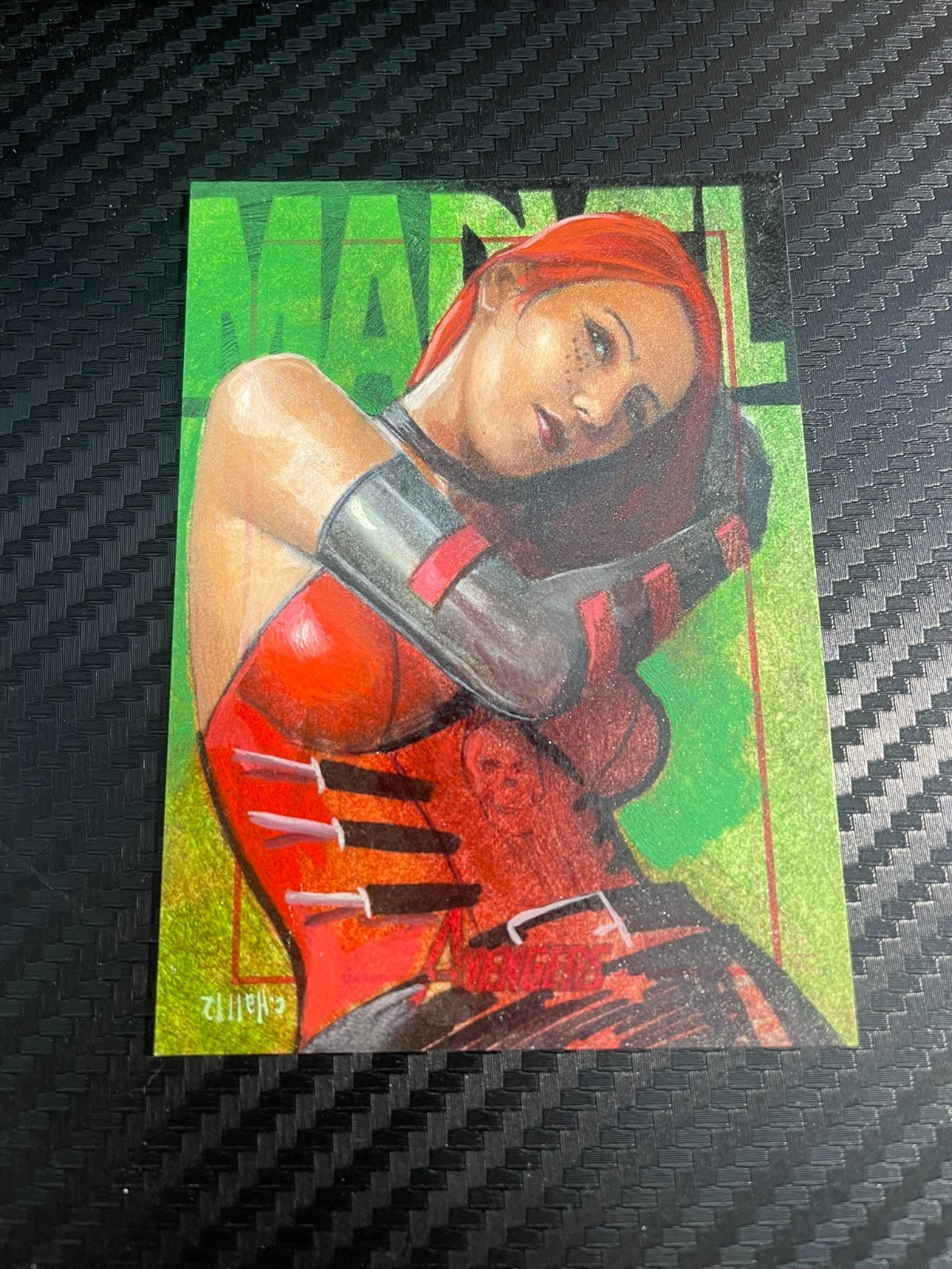 2012 Marvel Greatest Heroes Avengers Sketch Card, Cherry Crane, Charles Hall