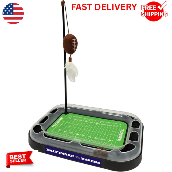 NFL Baltimore Ravens Cat Scratcher Toy – 5-in-1 Football Field with Catnip Plush