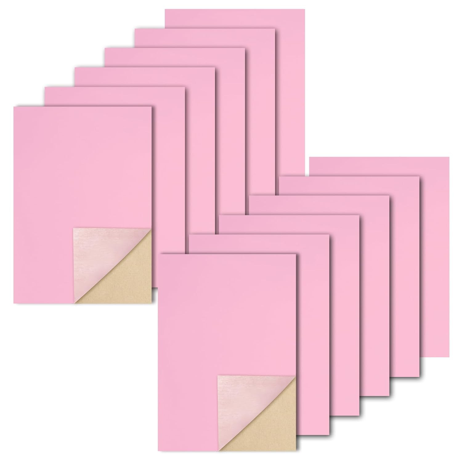12 Pcs Self Adhesive Felt Sheets, Pink Felt Sheet with Adhesive Backing, 8 X 12 