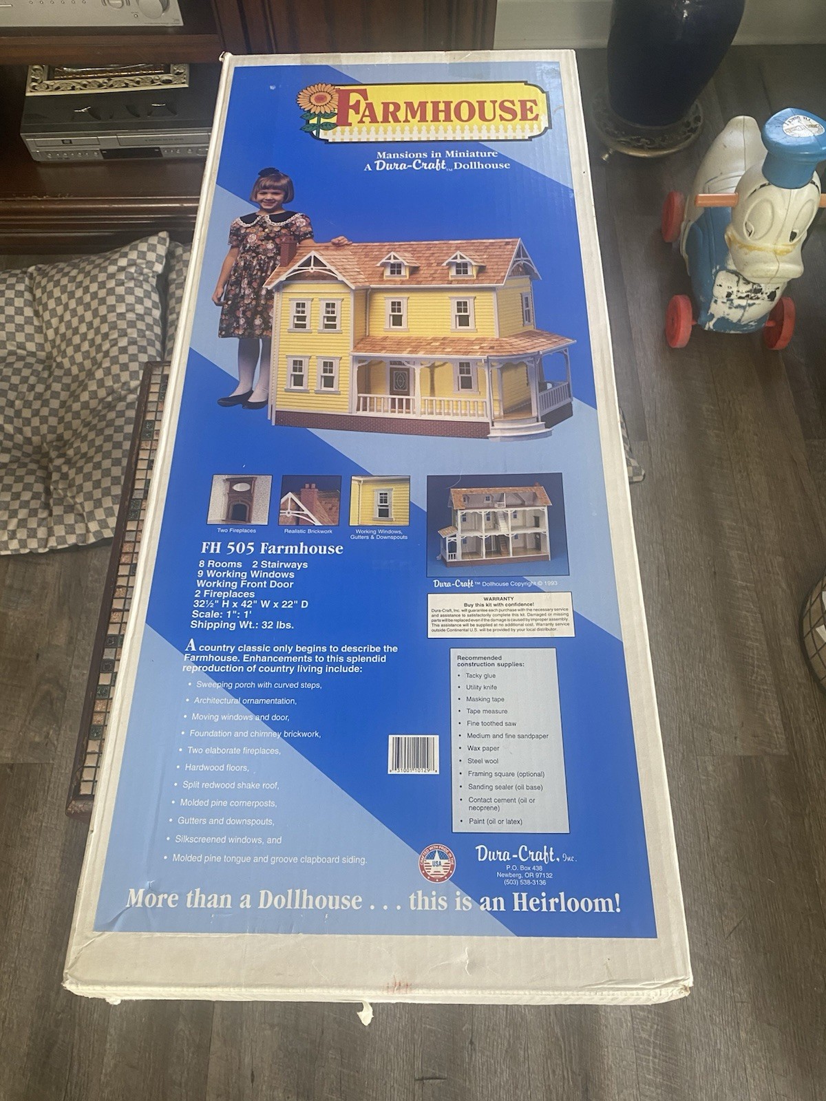 Vintage Dura-Craft FH-505 Farmhouse ❤️Dollhouse❤️ Kit 1:12 Scale Wood