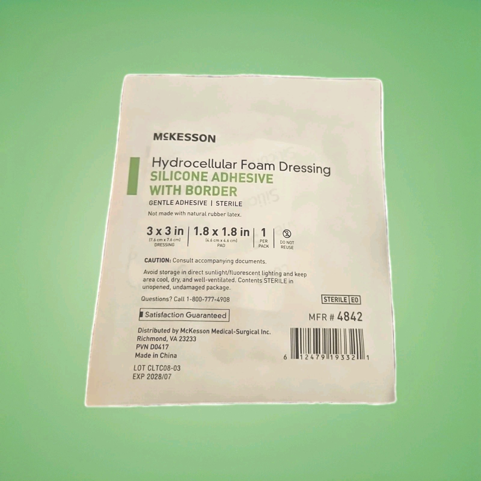 NEW McKesson Hydrocellular Foam Dressing Silicone Adhesive Border 3x3 in.  4 ct.