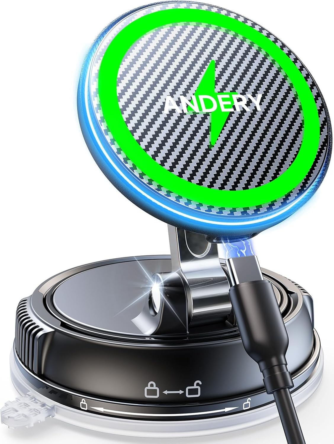 ANDERY for iPhone Magsafe Car Mount Charger 360° Adjustable Car Phone Holder