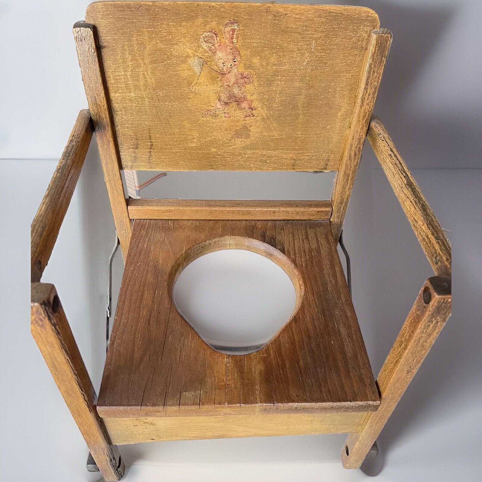 Vintage 1950's Wooden Child's Potty Chair Folding