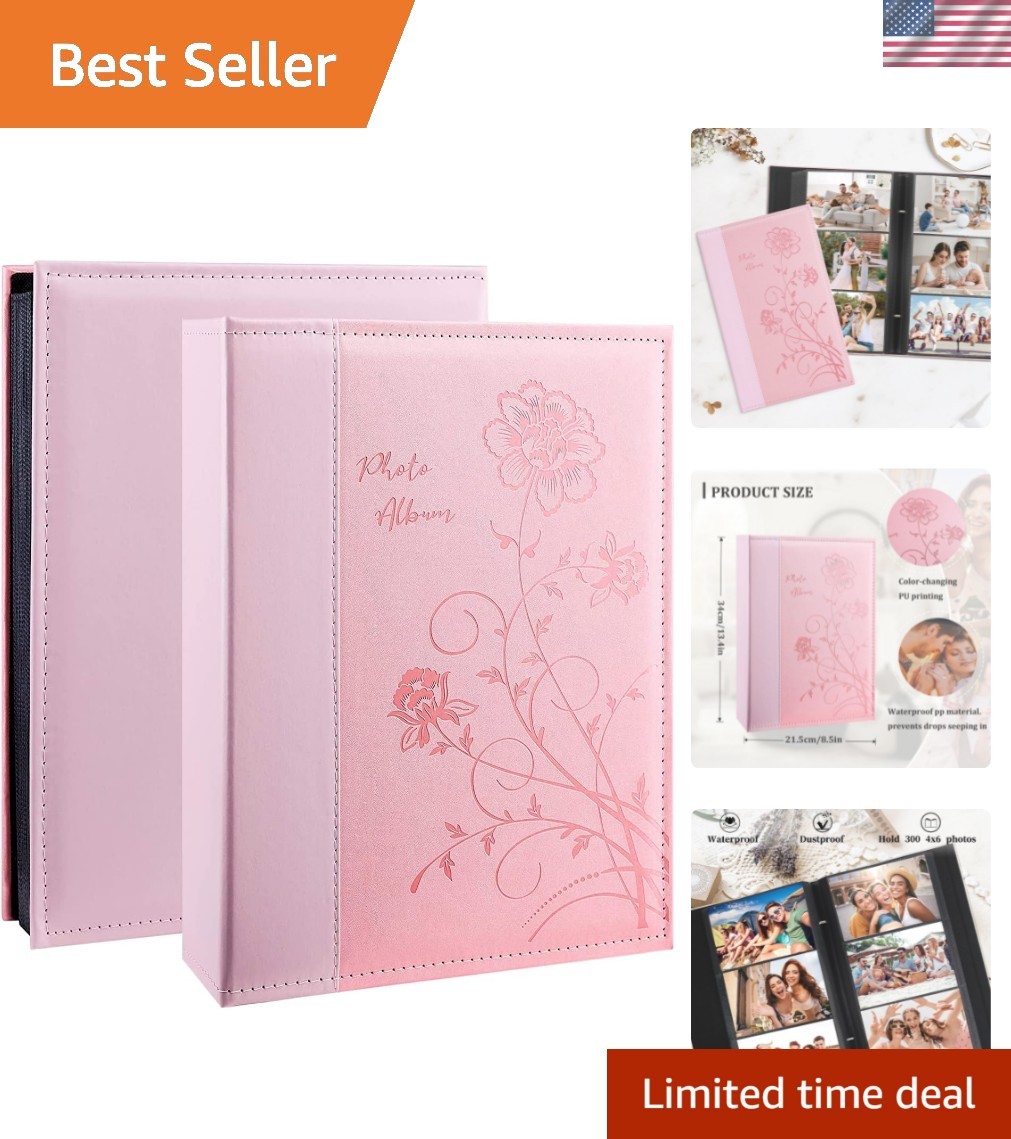 Photo Album 4x6 300 Photos, Extra Large Capacity Leather Cover Wedding Family...