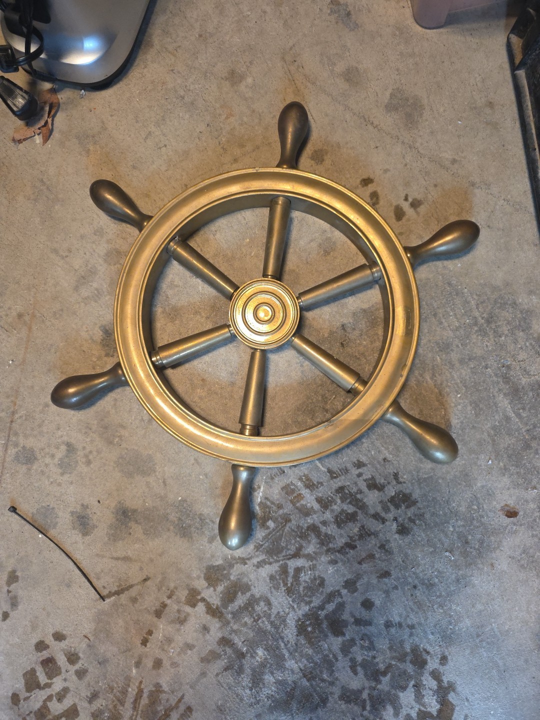Vintage Solid Brass Ship Boat Wheel 6 Spoke Handles Nautical Marine 18.5"