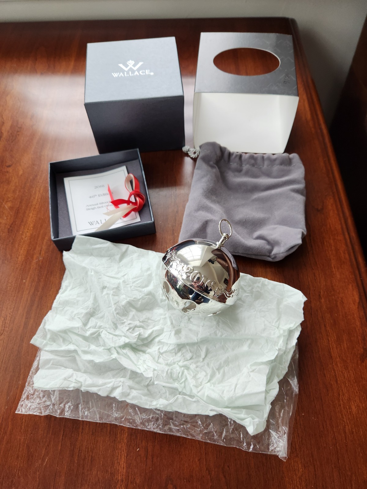 Wallace 2016 Silverplate Sleigh Bell Christmas Ornament New In Box 