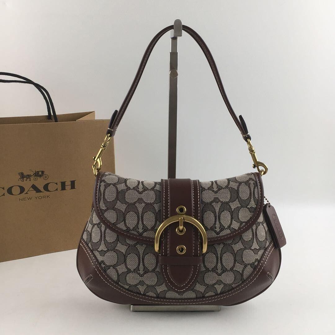 COACH CJ814 Soho Bag Signature Jacquard Maple Brown Shoulder Handbag NWT #NEKO