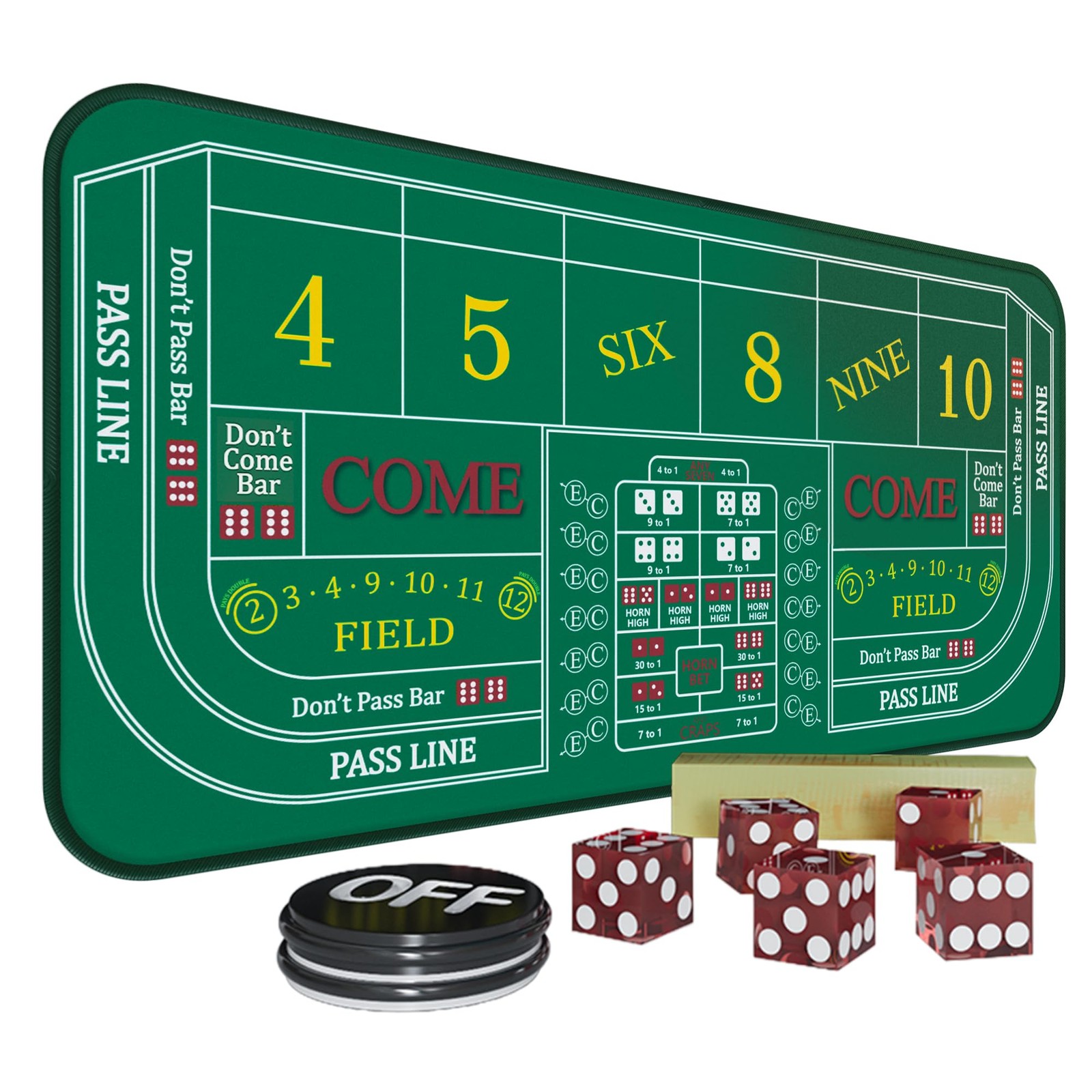 iEsstros Craps Table Top Set Mat 70" x 35" Crap 70“ x 35”, Green 