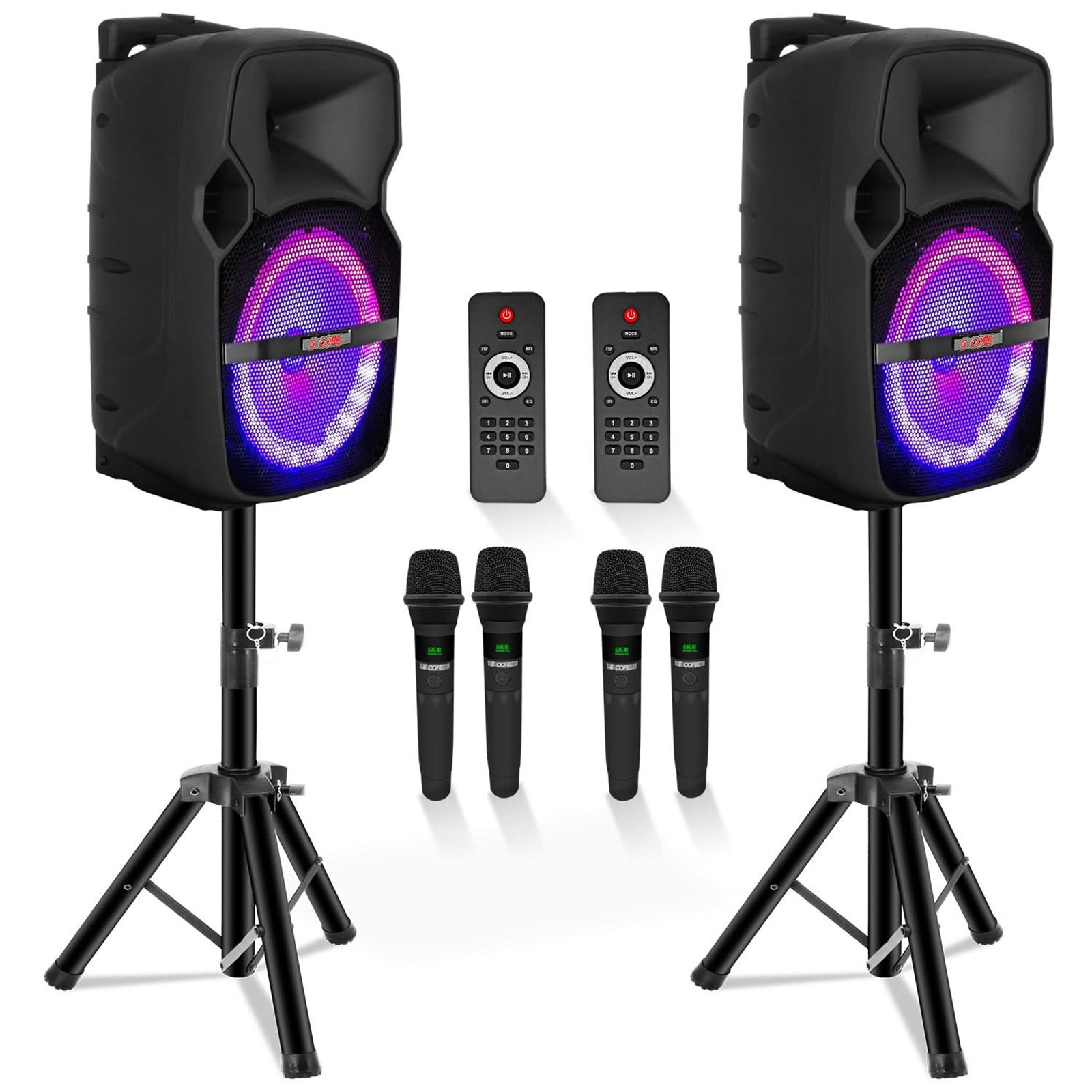 10 inch PA Portable Bluetooth Party Speaker Karaoke Boombox + 2 Wireless Mics 2